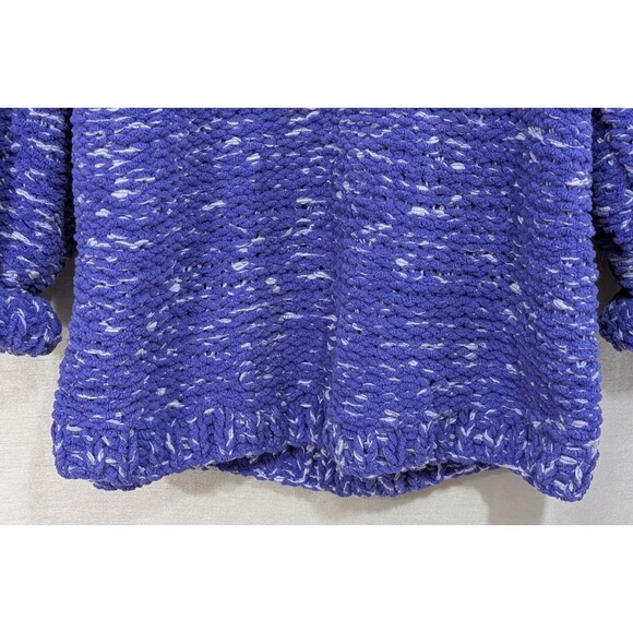 H&M Hand Knit Sweater Oversized M/L Purple White Boho Coastal Comfy & Cozy - Picture 16 of 16